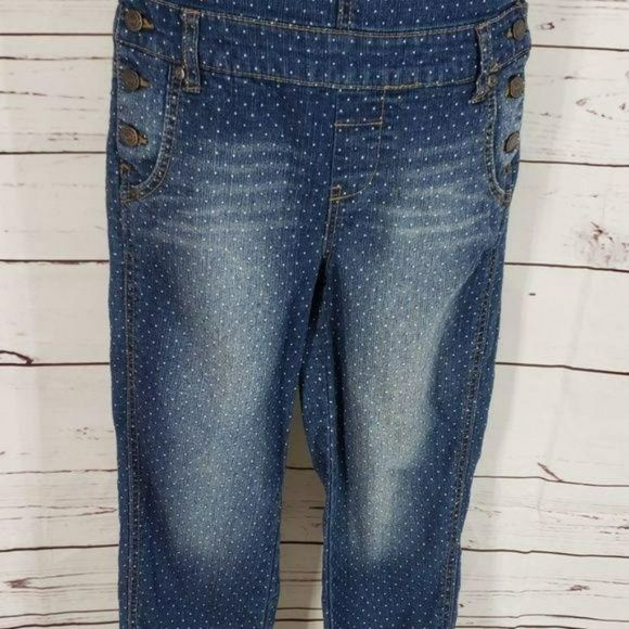 L.e.i LEI polka dot denim Jean size large overalls Coveralls - Picture 3 of 7